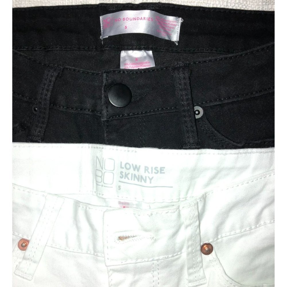 No Boundaries Jeans Size 5 Denim Bundle Lot Cotton Black White Skinny Low Rise